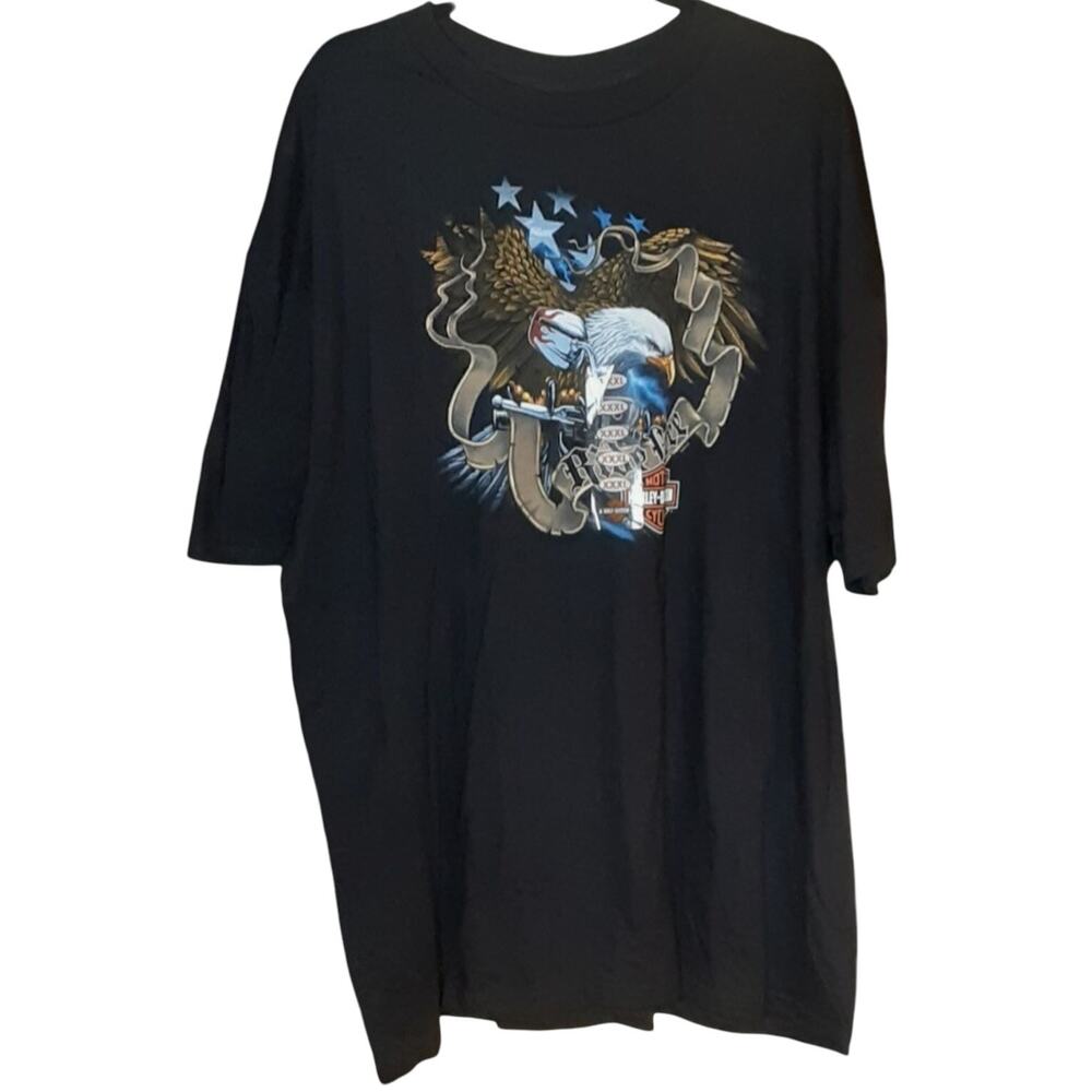 Colonial Harley Davidson Eagle Prince George VA Black‎ Graphic Size 3XL NWT